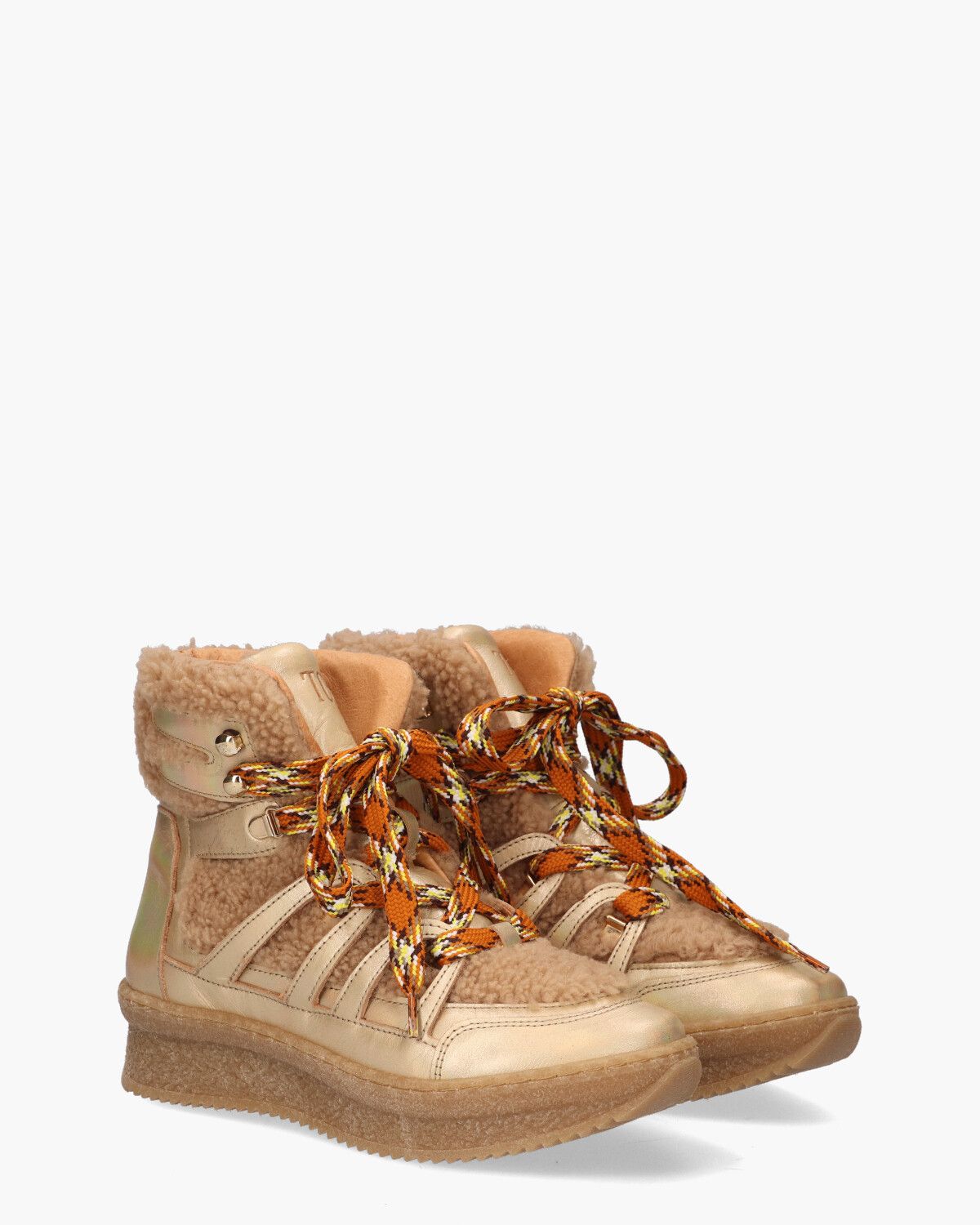 TL-12771 Bruin/Goud Dames Veterboots
