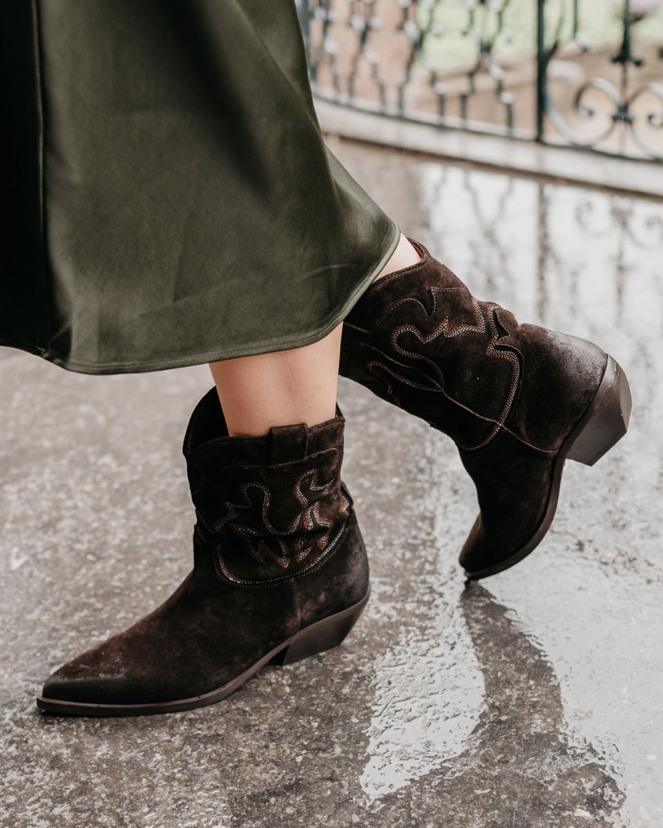 E4025 Donkerbruin Dames Enkelboots