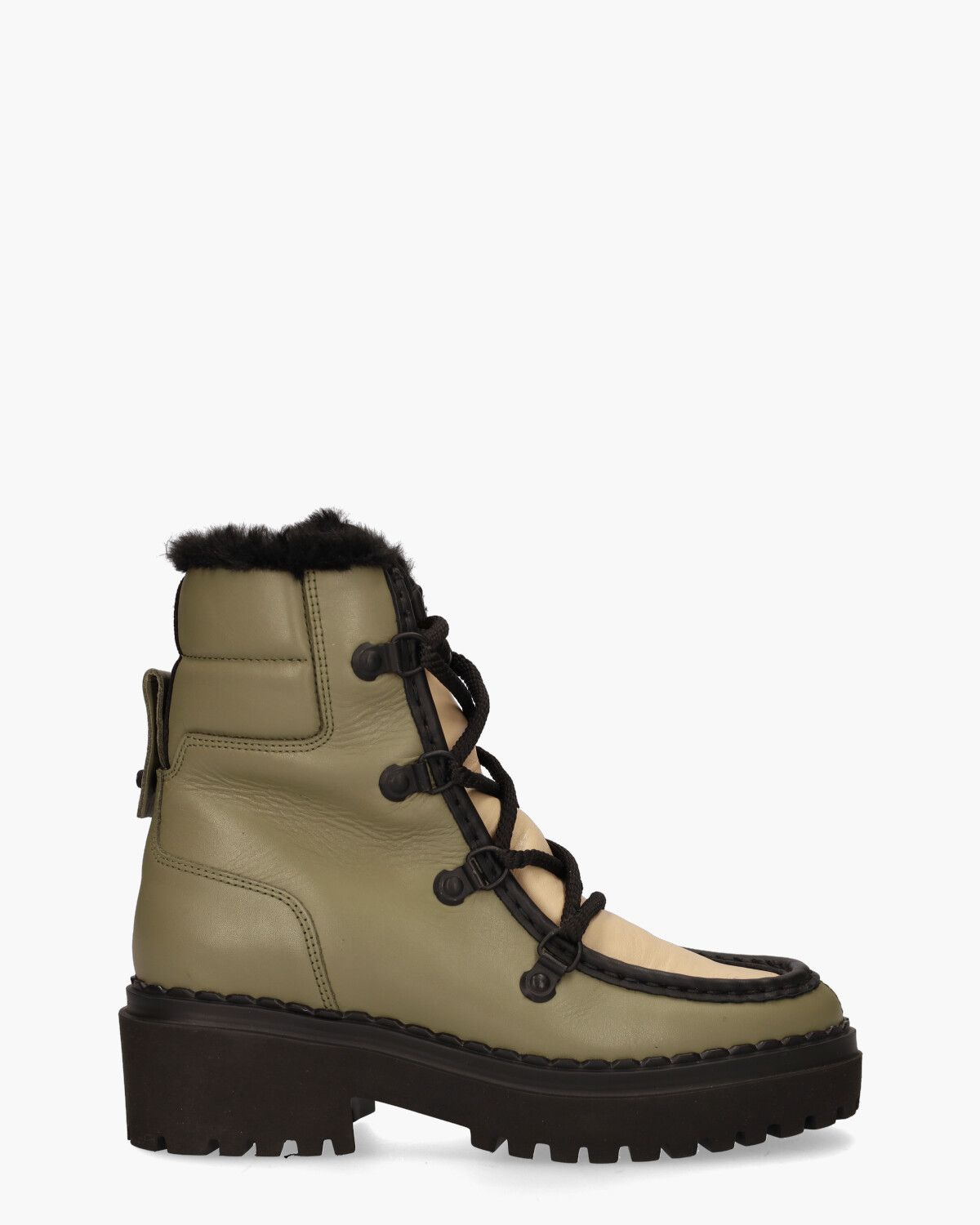 Fae Prime Fur Groen/Beige/Zwart Dames Veterboots