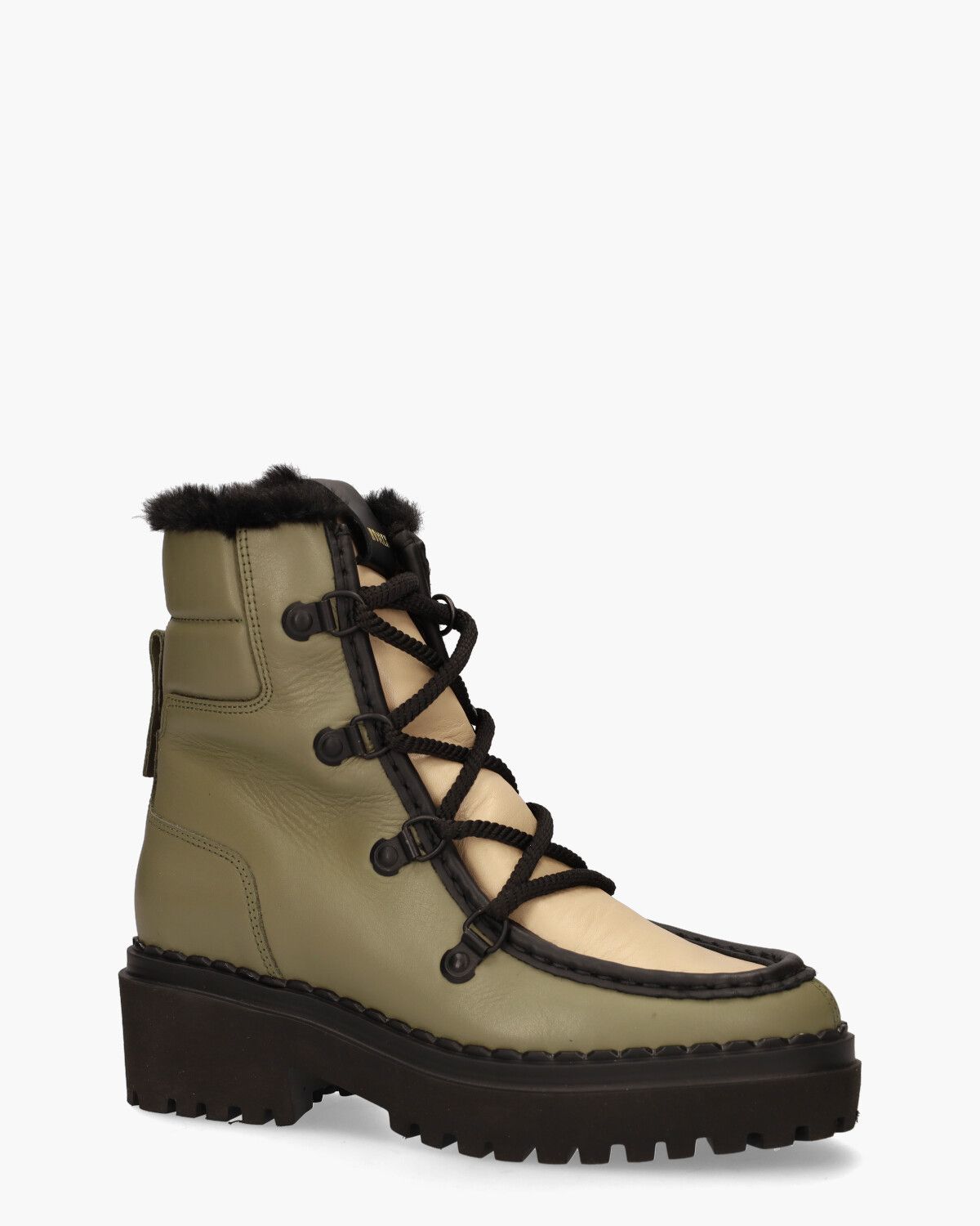 Fae Prime Fur Groen/Beige/Zwart Dames Veterboots