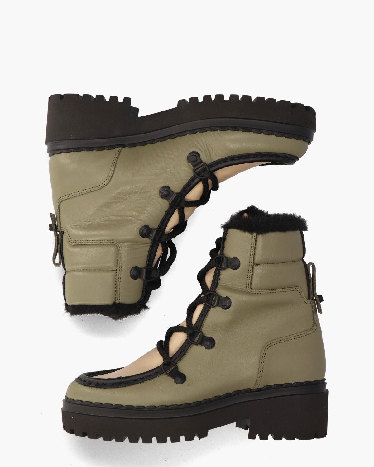 Fae Prime Fur Groen/Beige/Zwart Dames Veterboots