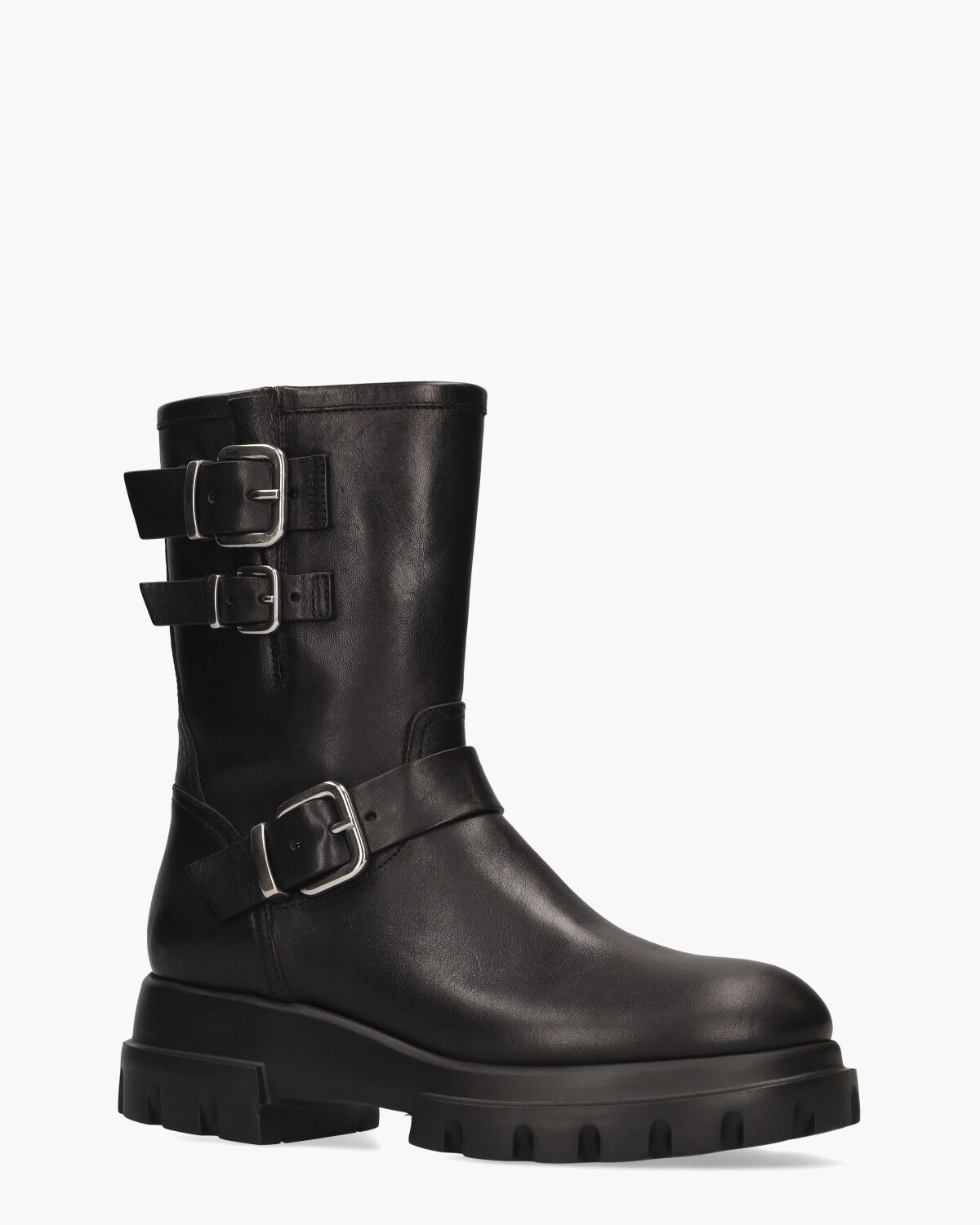 Chunky Biker Zwart Dames Enkellaarsjes