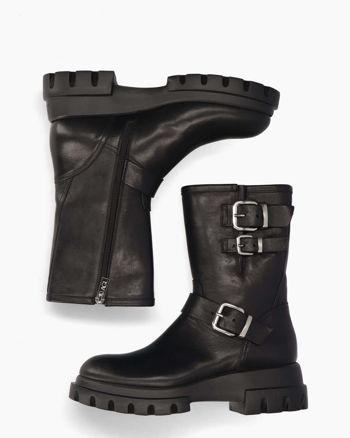 Chunky Biker Zwart Dames Enkellaarsjes