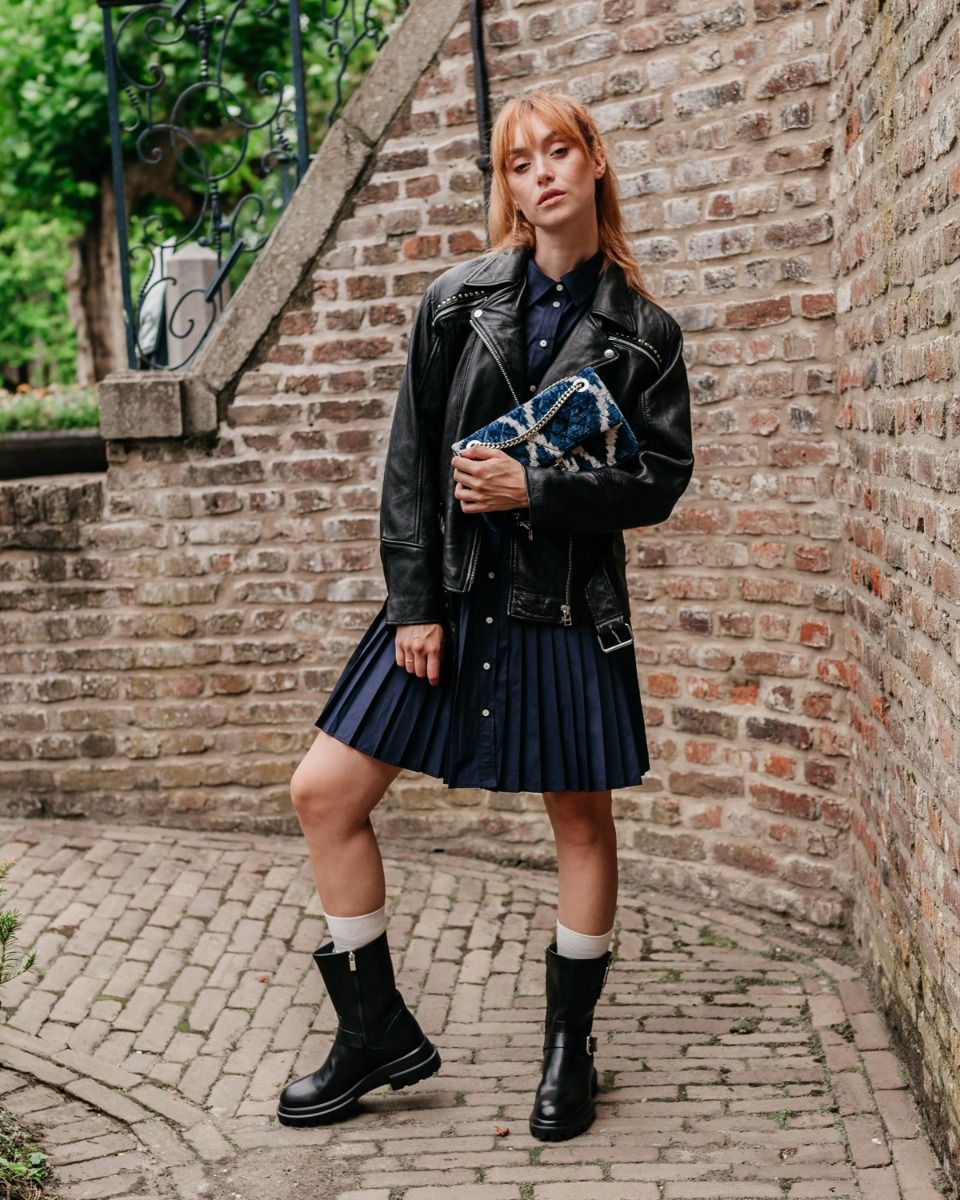 Chunky Biker Zwart Dames Enkellaarsjes