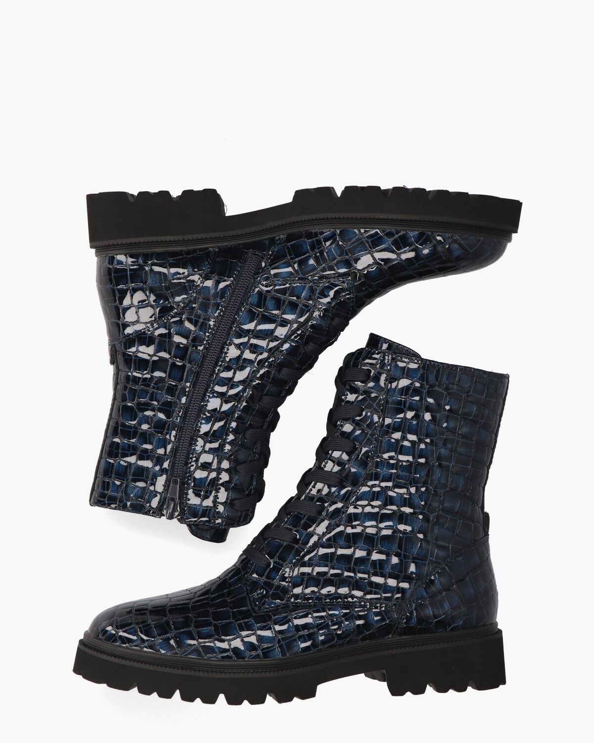 Verine Donkerblauw/Petrol Dames Veterboots