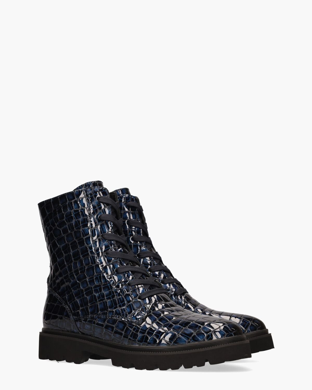 Verine Donkerblauw/Petrol Dames Veterboots