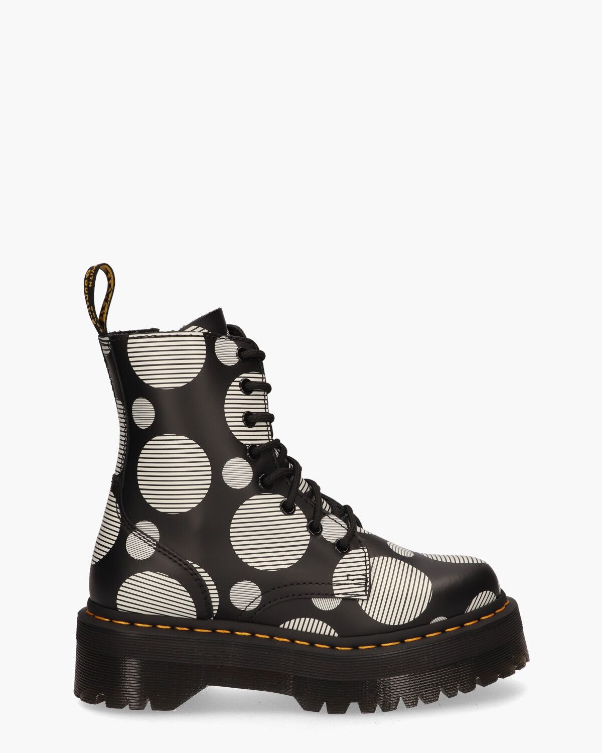 Jadon Platform Polka Dot Zwart/Wit Dames Veterboots