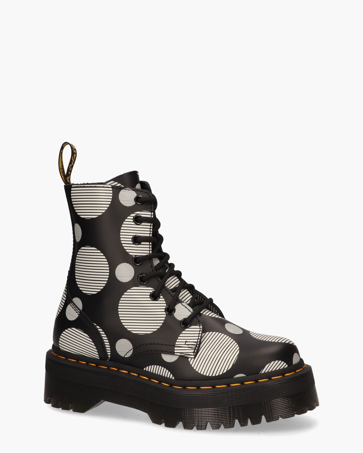 Jadon Platform Polka Dot Zwart/Wit Dames Veterboots
