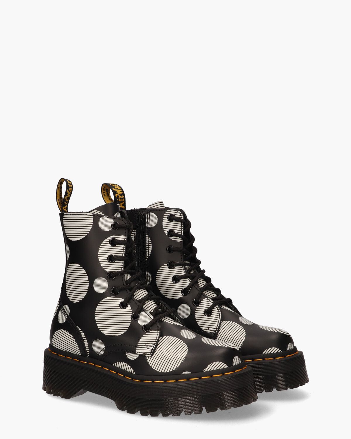 Jadon Platform Polka Dot Zwart/Wit Dames Veterboots