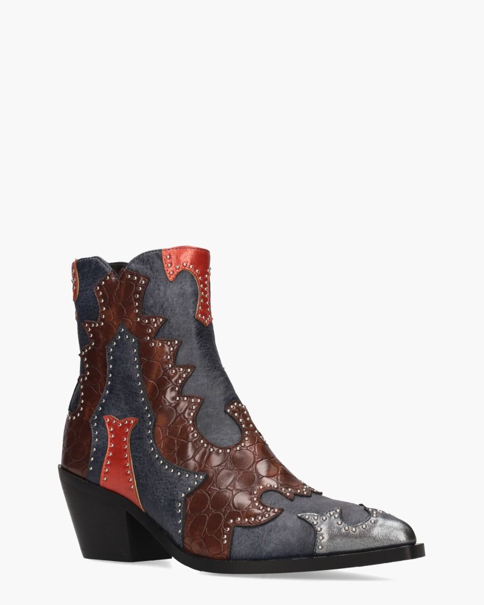 Miranda Blauw/Multicolor Dames Enkelboots