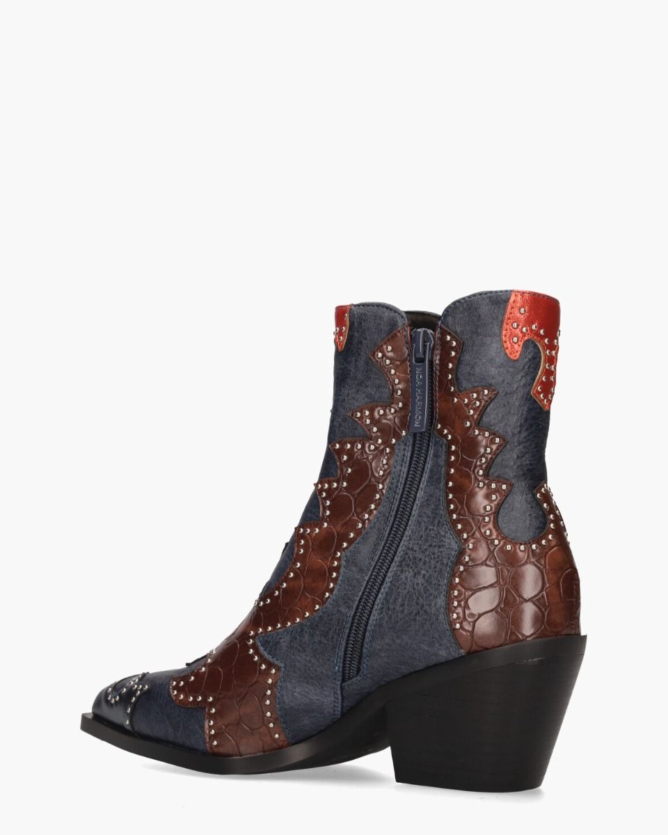 Miranda Blauw/Multicolor Dames Enkelboots