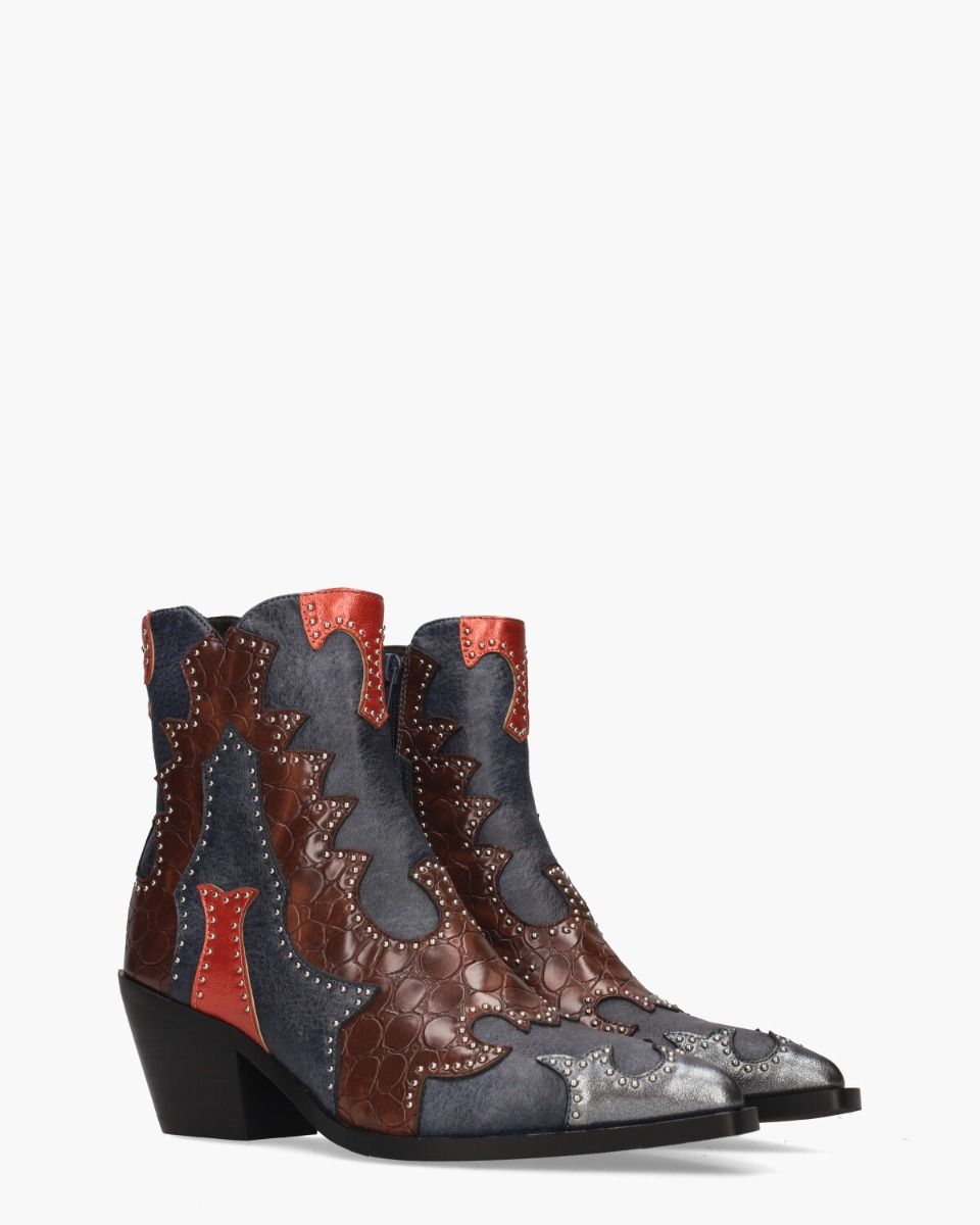 Miranda Blauw/Multicolor Dames Enkelboots