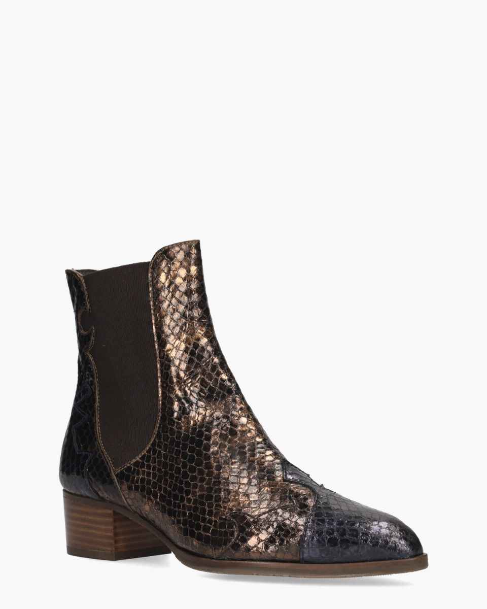30961 Brons/Zwart Dames Enkelboots