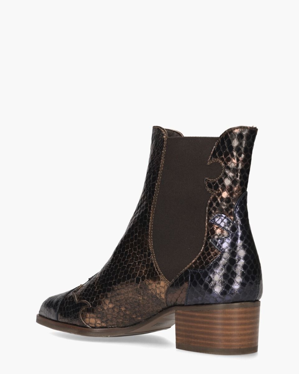 30961 Brons/Zwart Dames Enkelboots