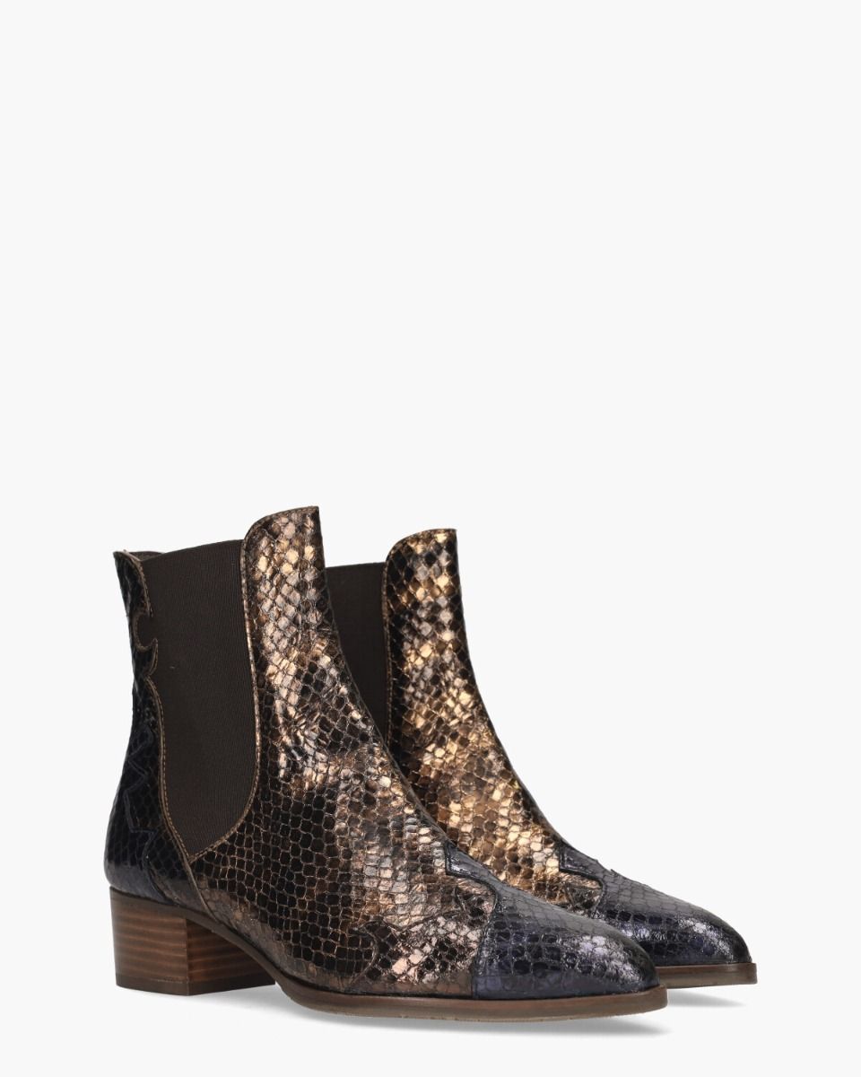 30961 Brons/Zwart Dames Enkelboots