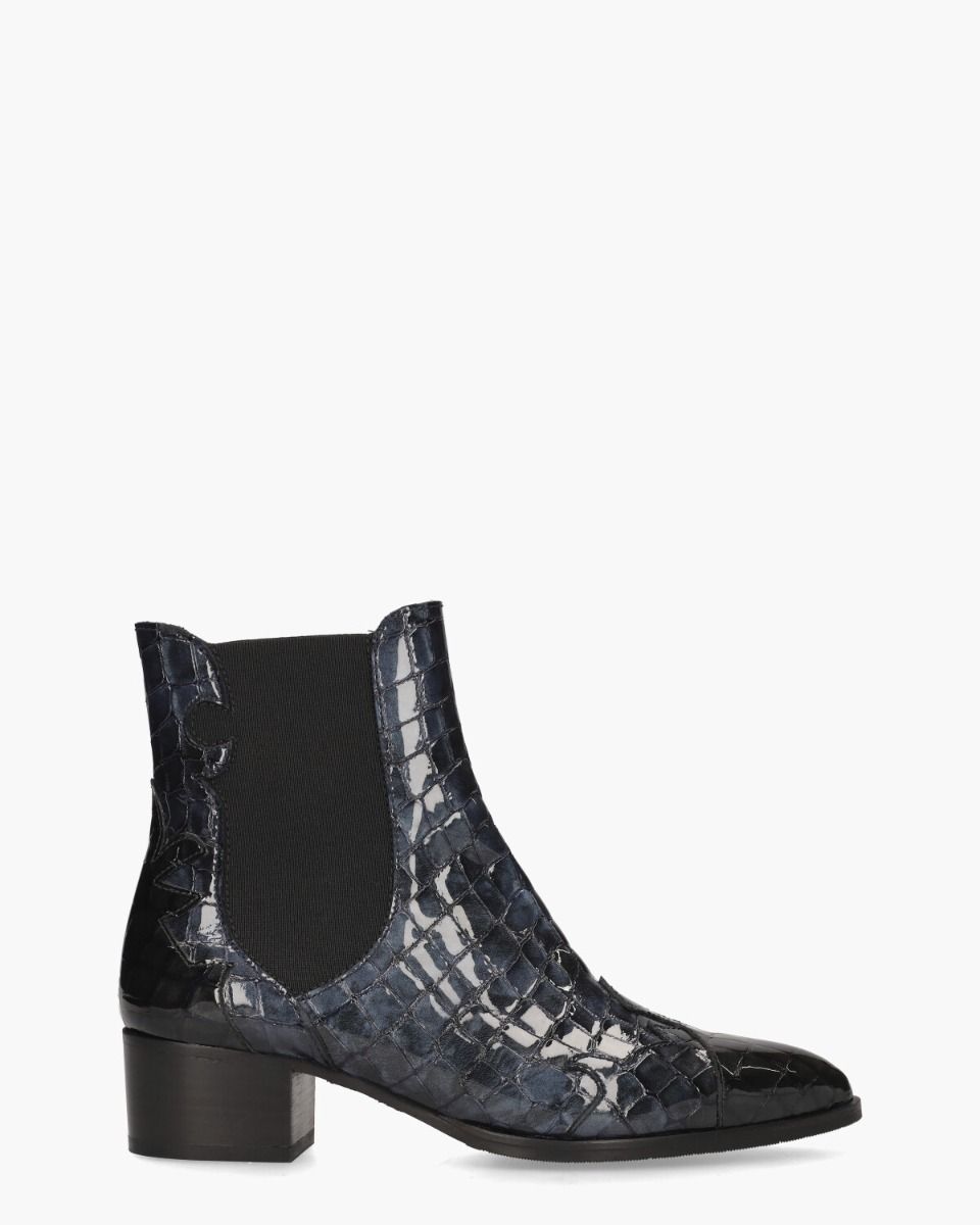 30961 Zwart/Donkerblauw Dames Chelseaboots