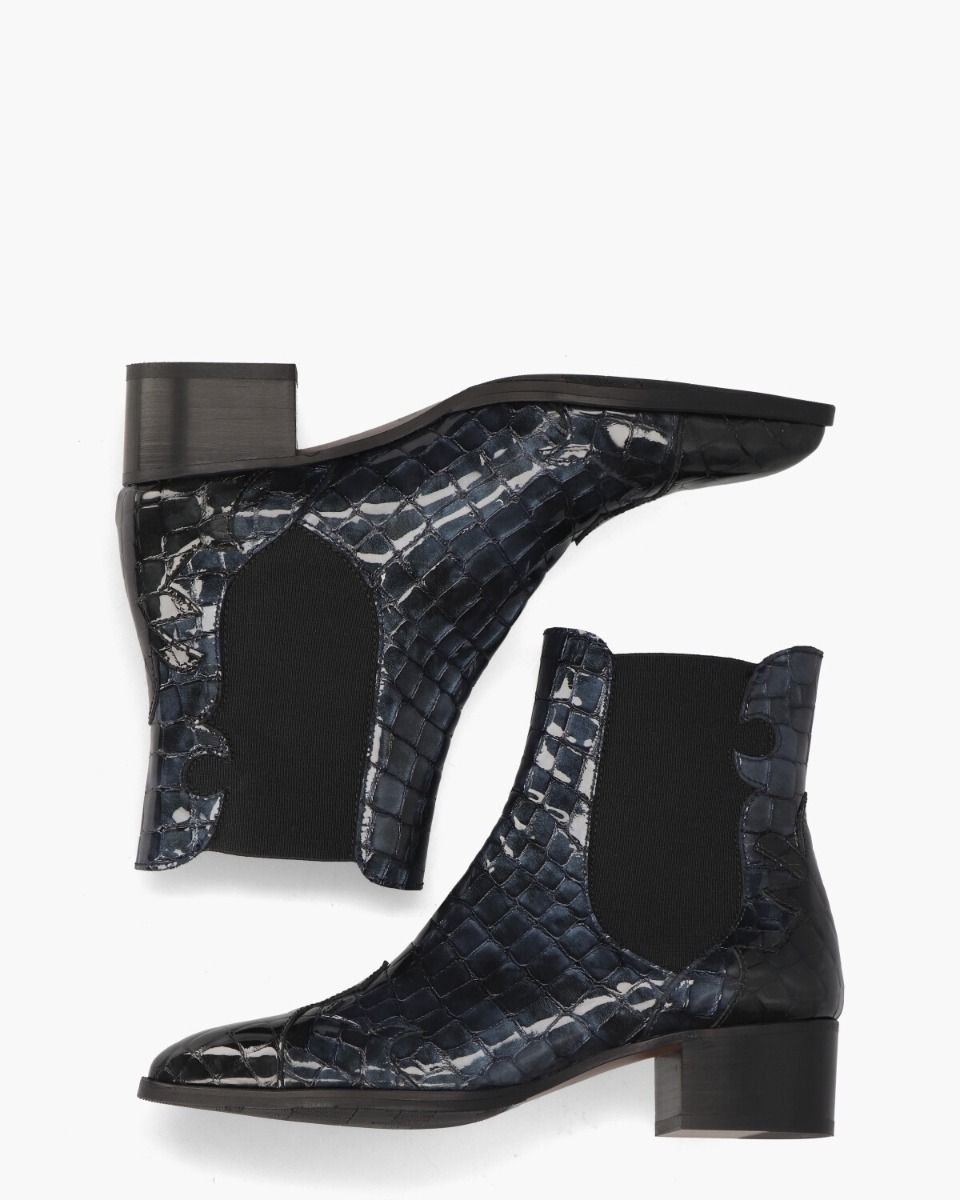 30961 Zwart/Donkerblauw Dames Chelseaboots