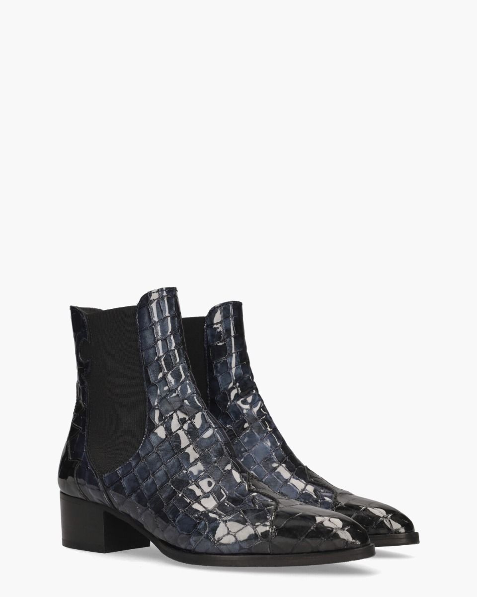 30961 Zwart/Donkerblauw Dames Chelseaboots