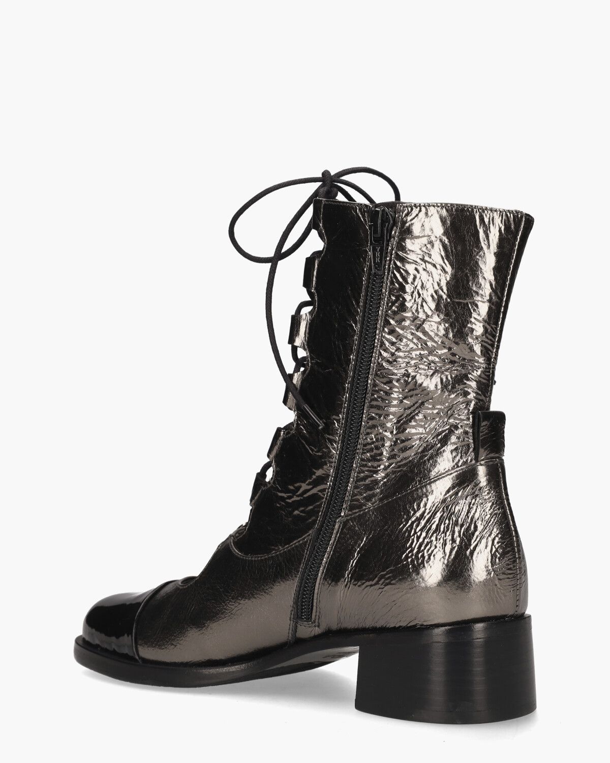2869 Zilvergrijs/Zwart Dames Veterboots