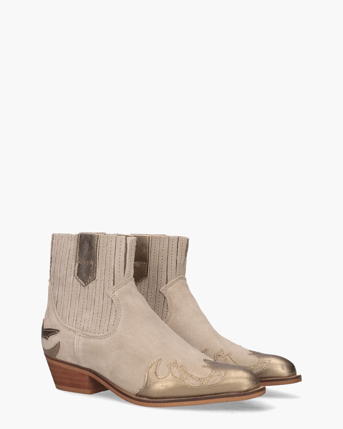 Dwrs Label Austin Beige Goud Dames Enkelboots Van Arendonk