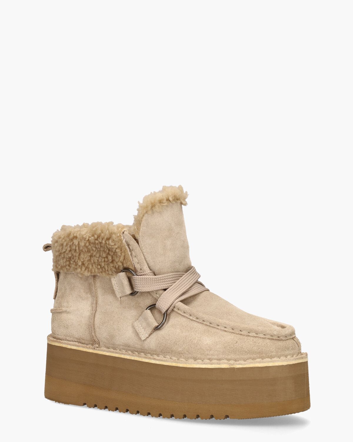 Saar Beige Dames Veterboots
