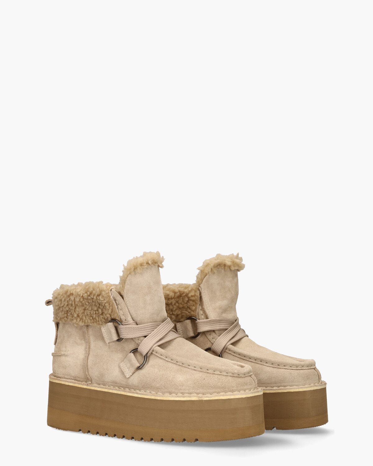 Saar Beige Dames Veterboots