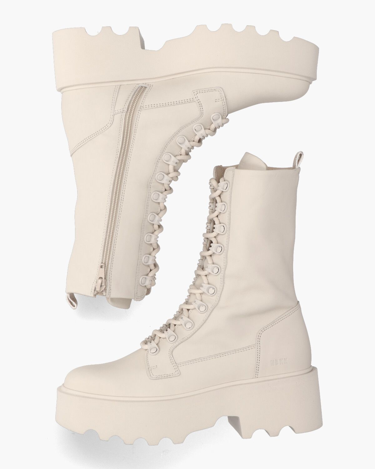 Fara Noir Off-White Dames Veterboots