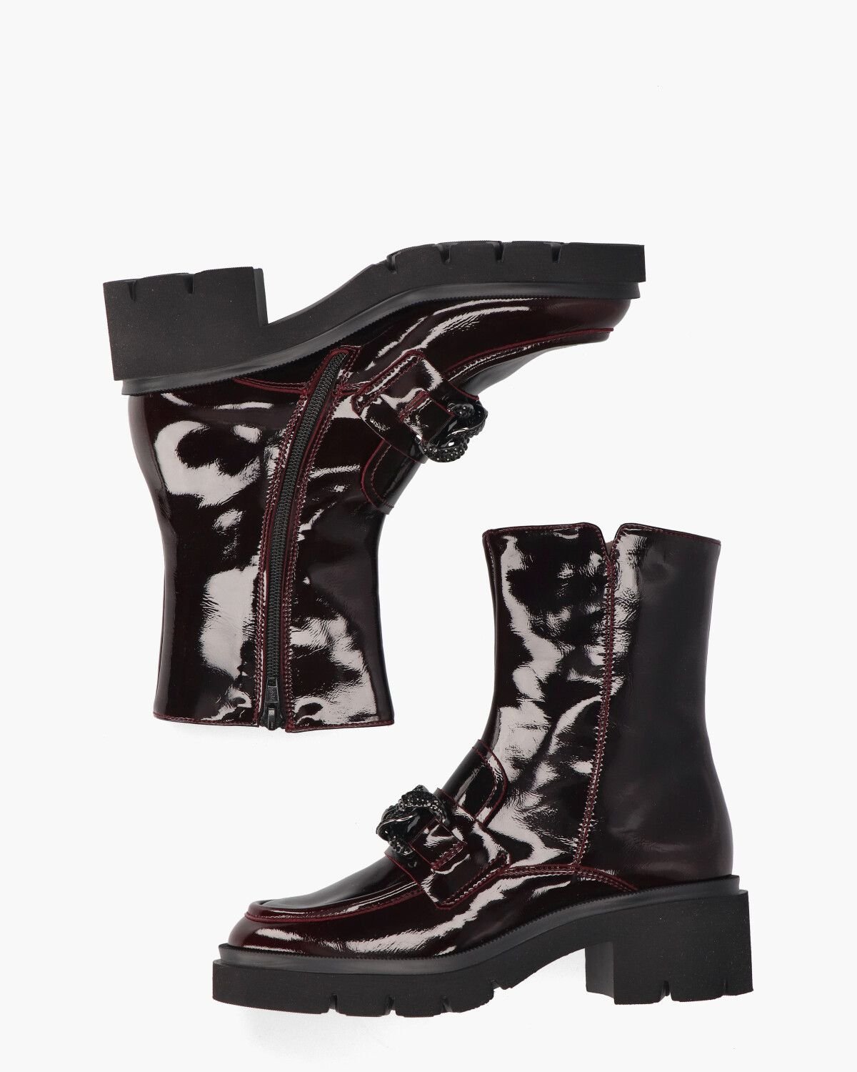 6851 Bordeauxrood Dames Enkelboots