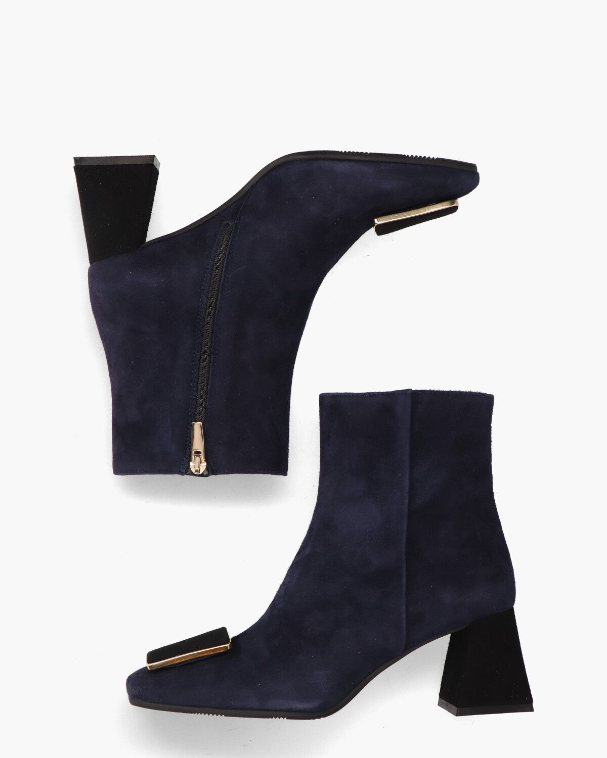 6537 Donkerblauw/Zwart Dames Enkelboots