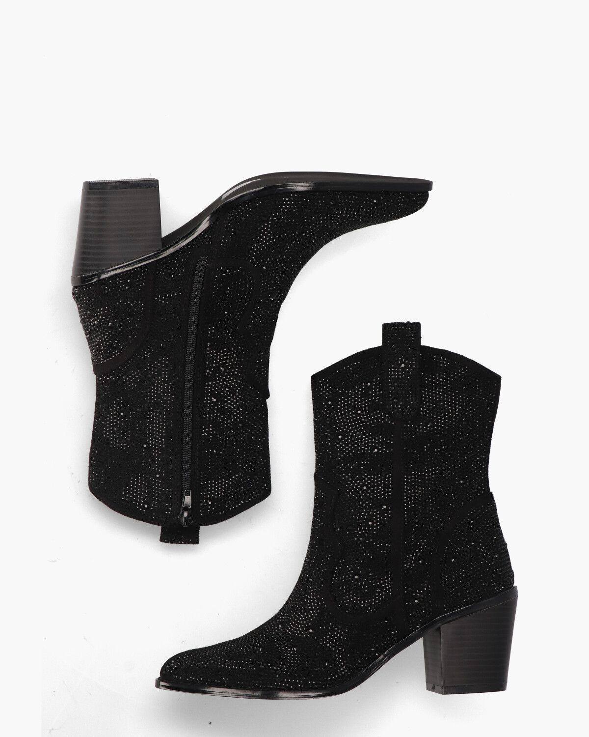 Usha Zwart Dames Enkelboots