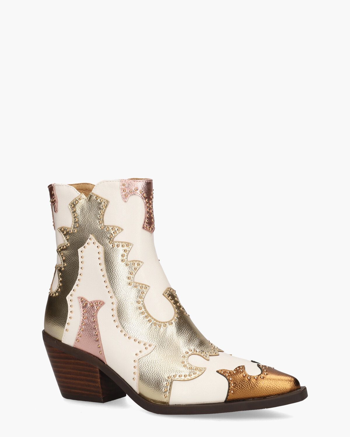 Rodeo Off-White/Goud Dames Enkelboots
