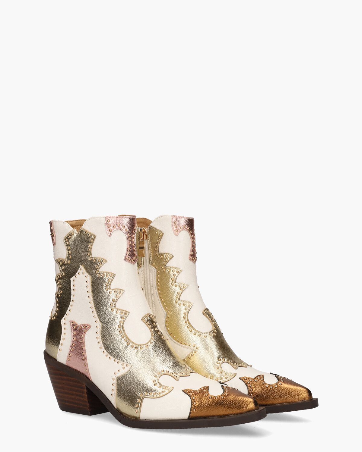 Rodeo Off-White/Goud Dames Enkelboots