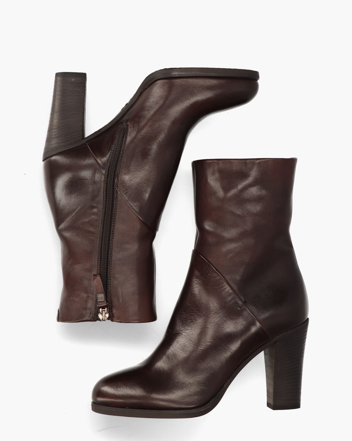 15501E Donkerbruin Dames Enkelboots