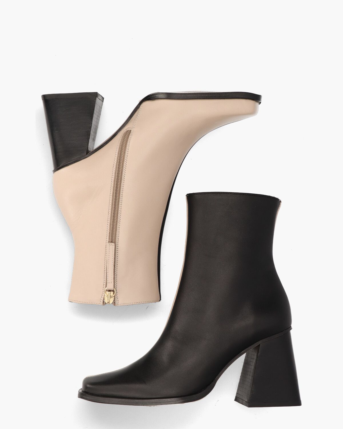 South Bicolor Beige/Zwart Dames Enkelboots