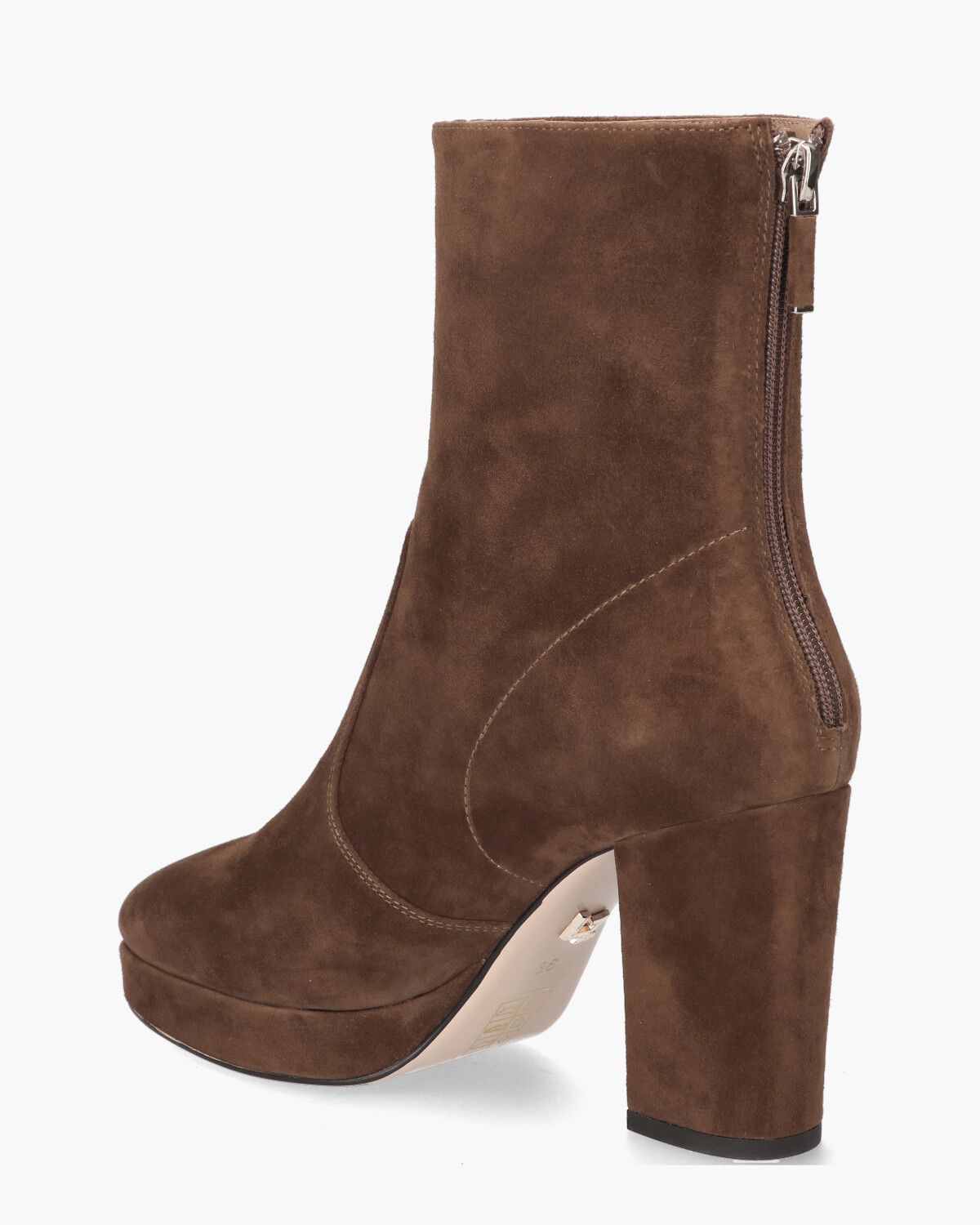 022T30BK Donkerbruin Dames Enkelboots