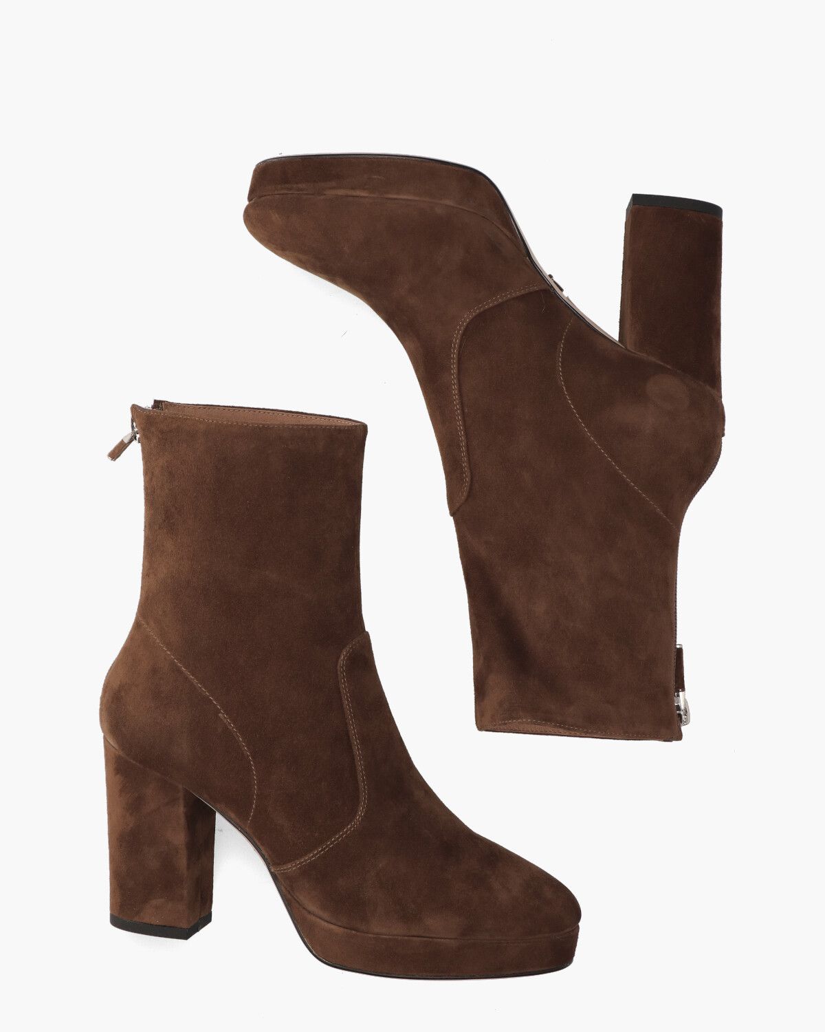 022T30BK Donkerbruin Dames Enkelboots