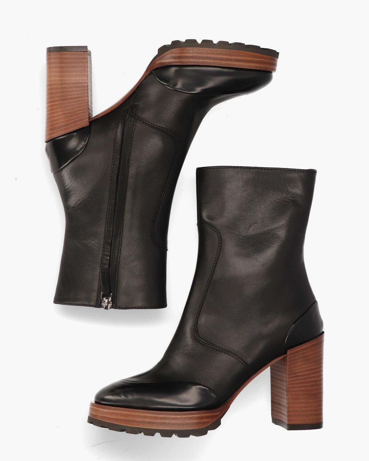 B4897 Zwart Dames Enkelboots
