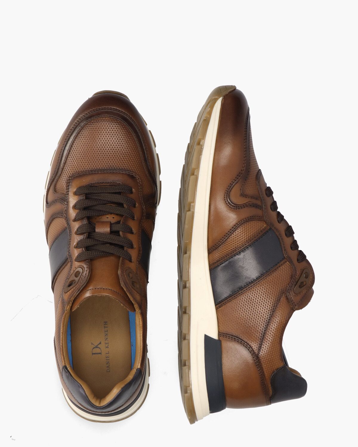 Winay Cognac/Donkerblauw Herensneakers