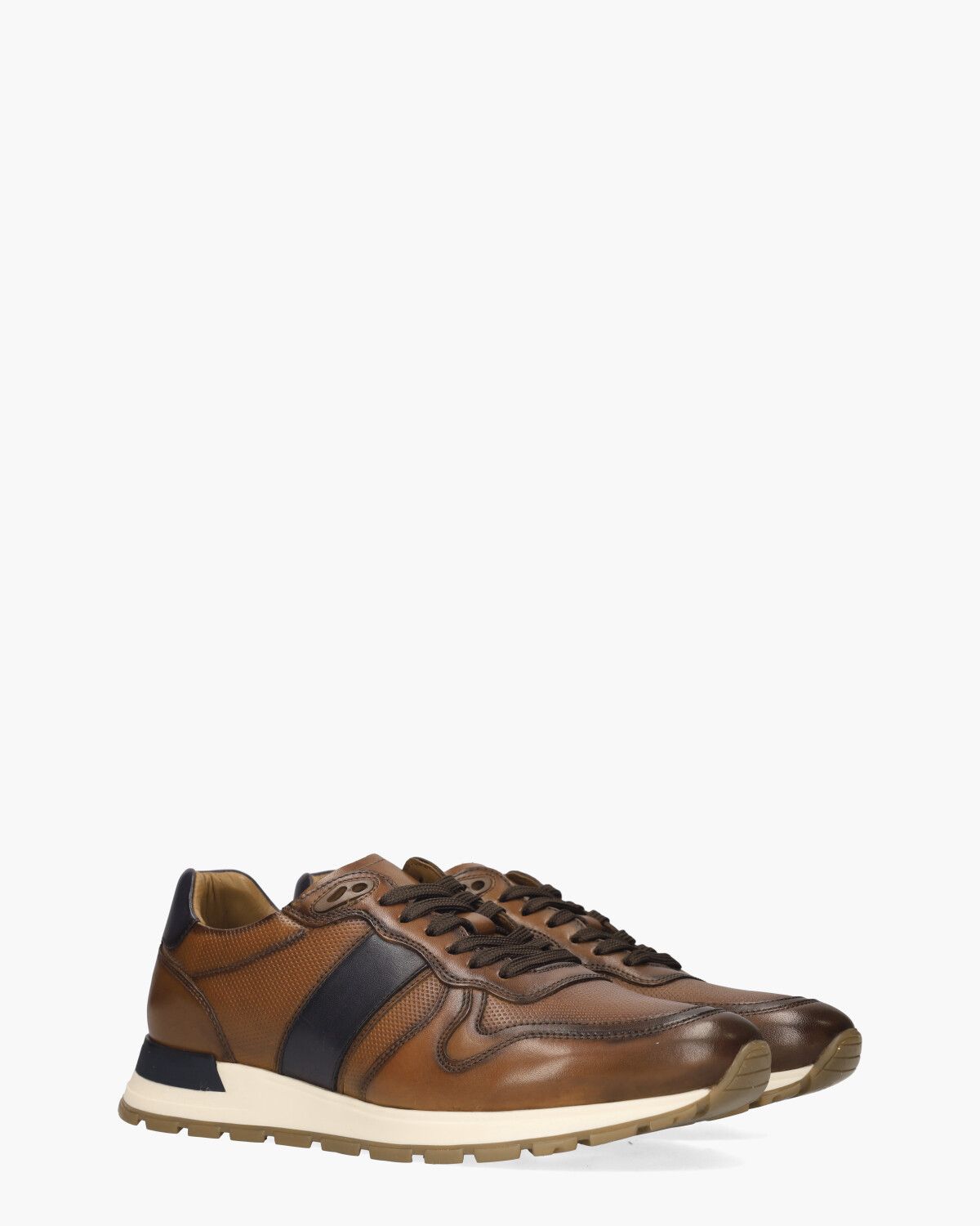 Winay Cognac/Donkerblauw Herensneakers