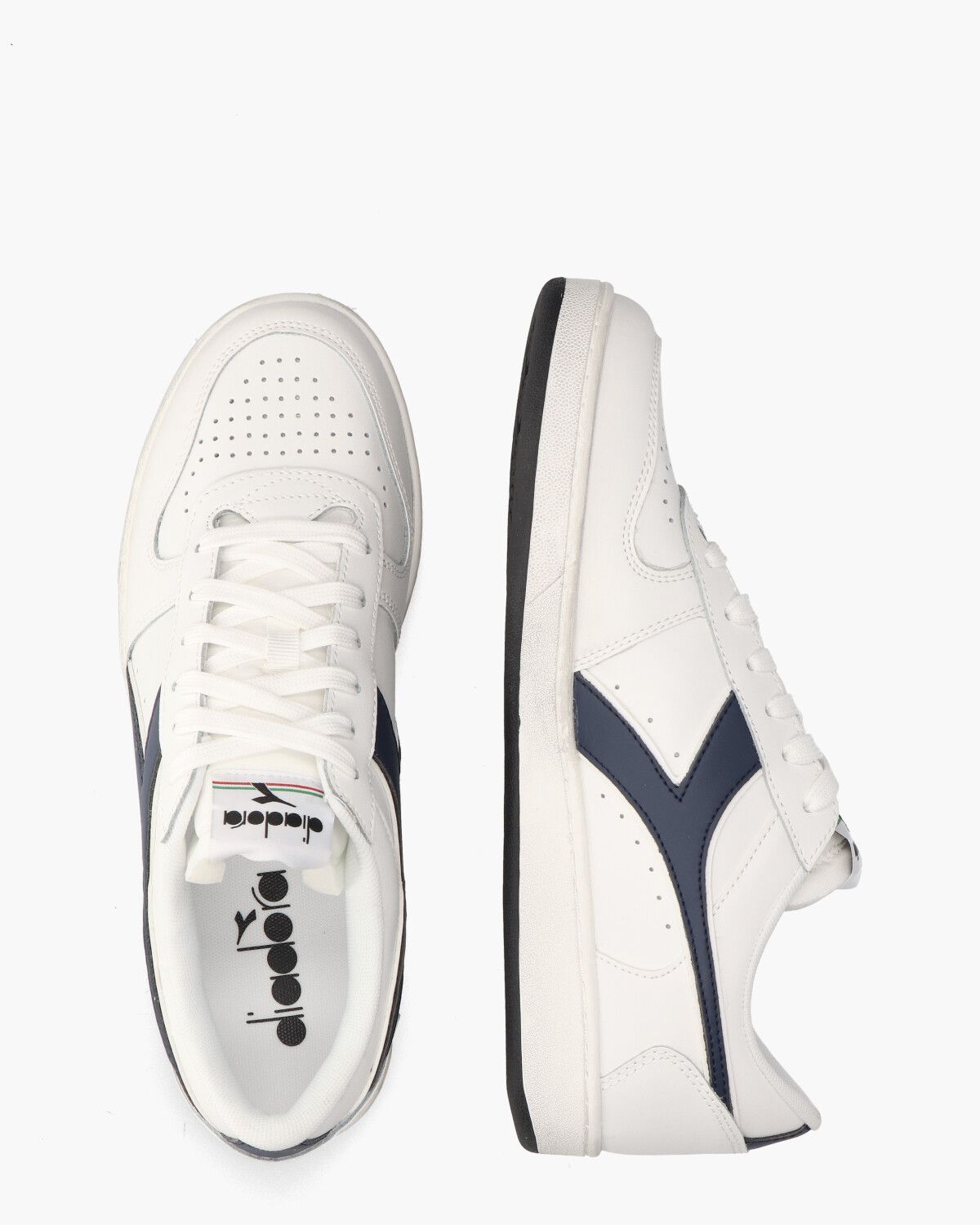 Diadora Sport Magic Basket Low Icona Wit Donkerblauw Herensneakers