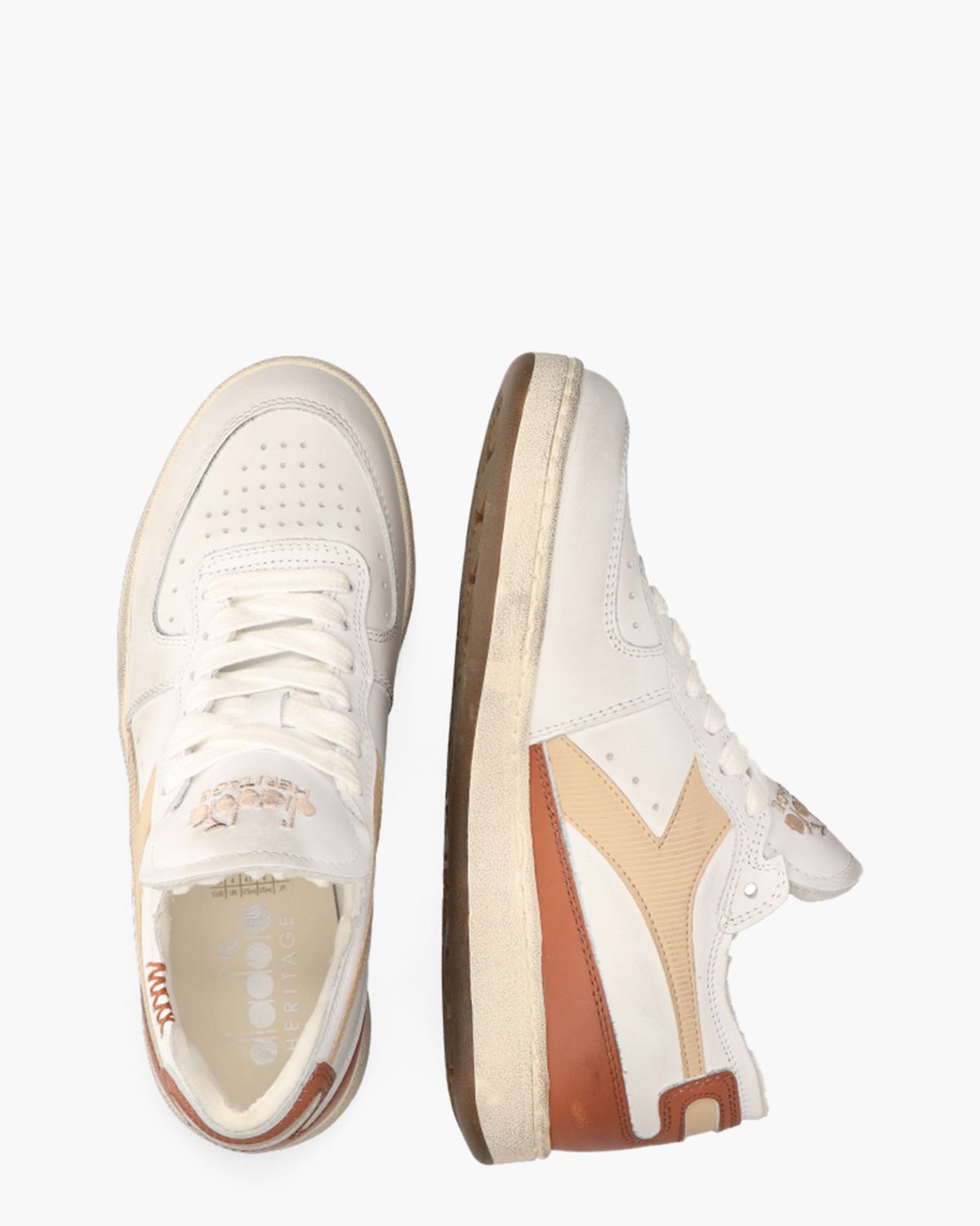 Mi Basket Row Cut Used Off-White/Beige Herensneakers