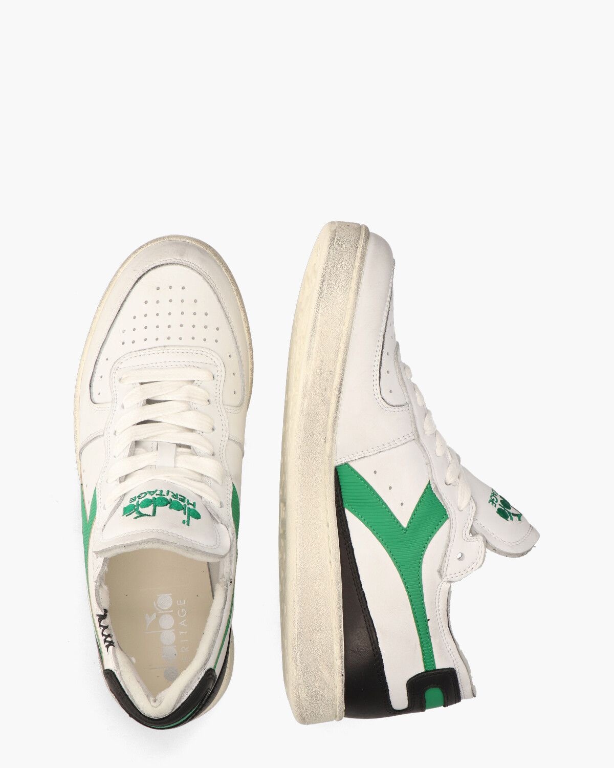 Mi Basket Row Cut Used Wit/Groen/Zwart Herensneakers