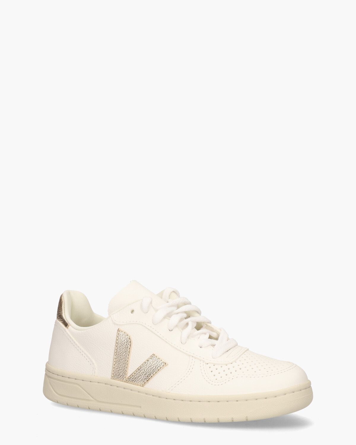 V-10 Chromefree Leather Wit/Goud Damessneakers