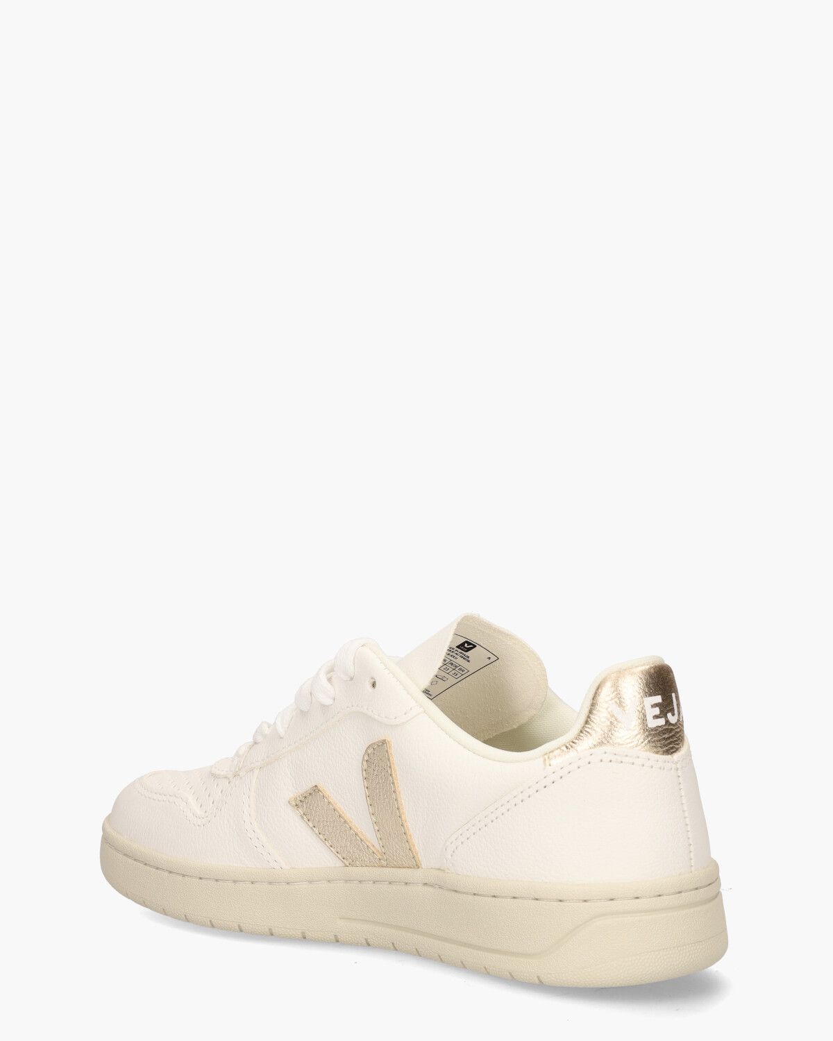 V-10 Chromefree Leather Wit/Goud Damessneakers