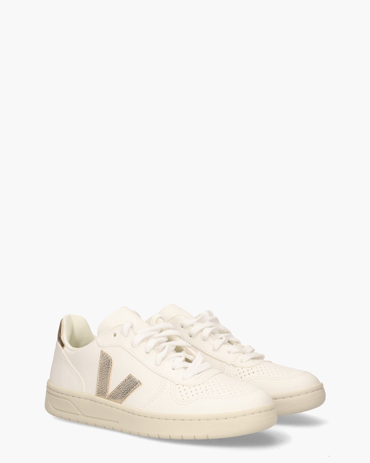 V-10 Chromefree Leather Wit/Goud Damessneakers