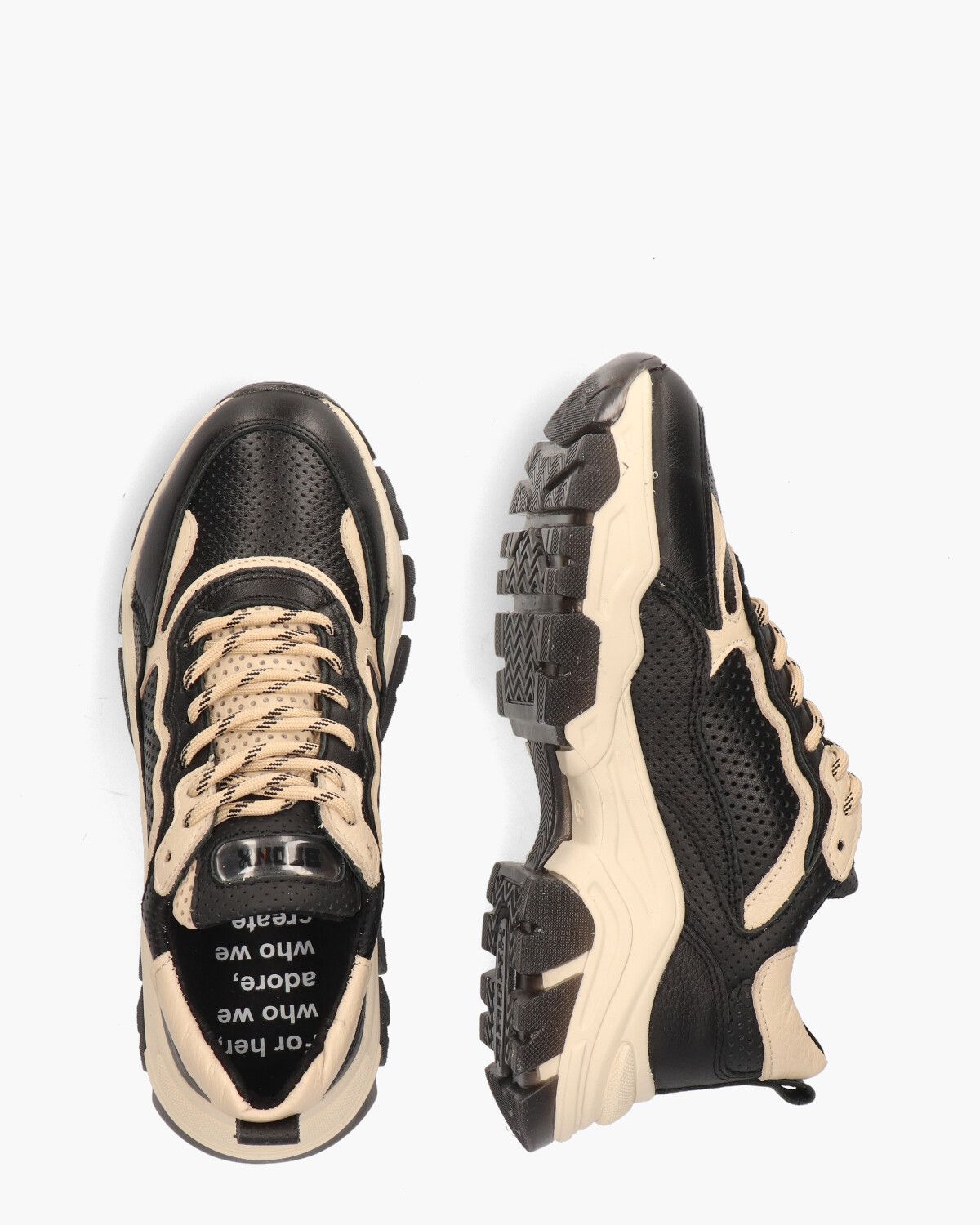Tayke-Over Zwart/Beige Damessneakers