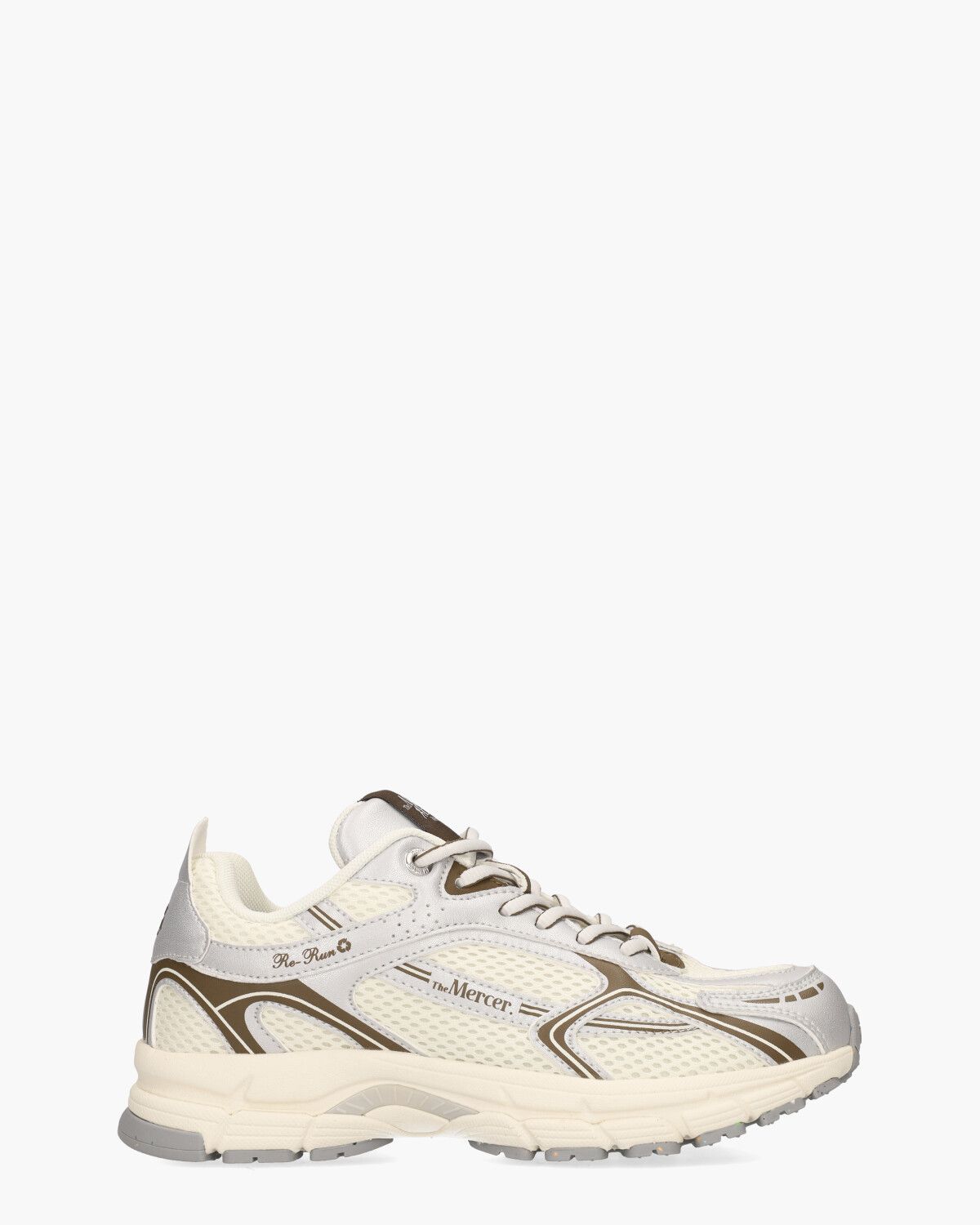 The Re-Run Speed Off-White/Zilver/Donkerbruin Damessneakers