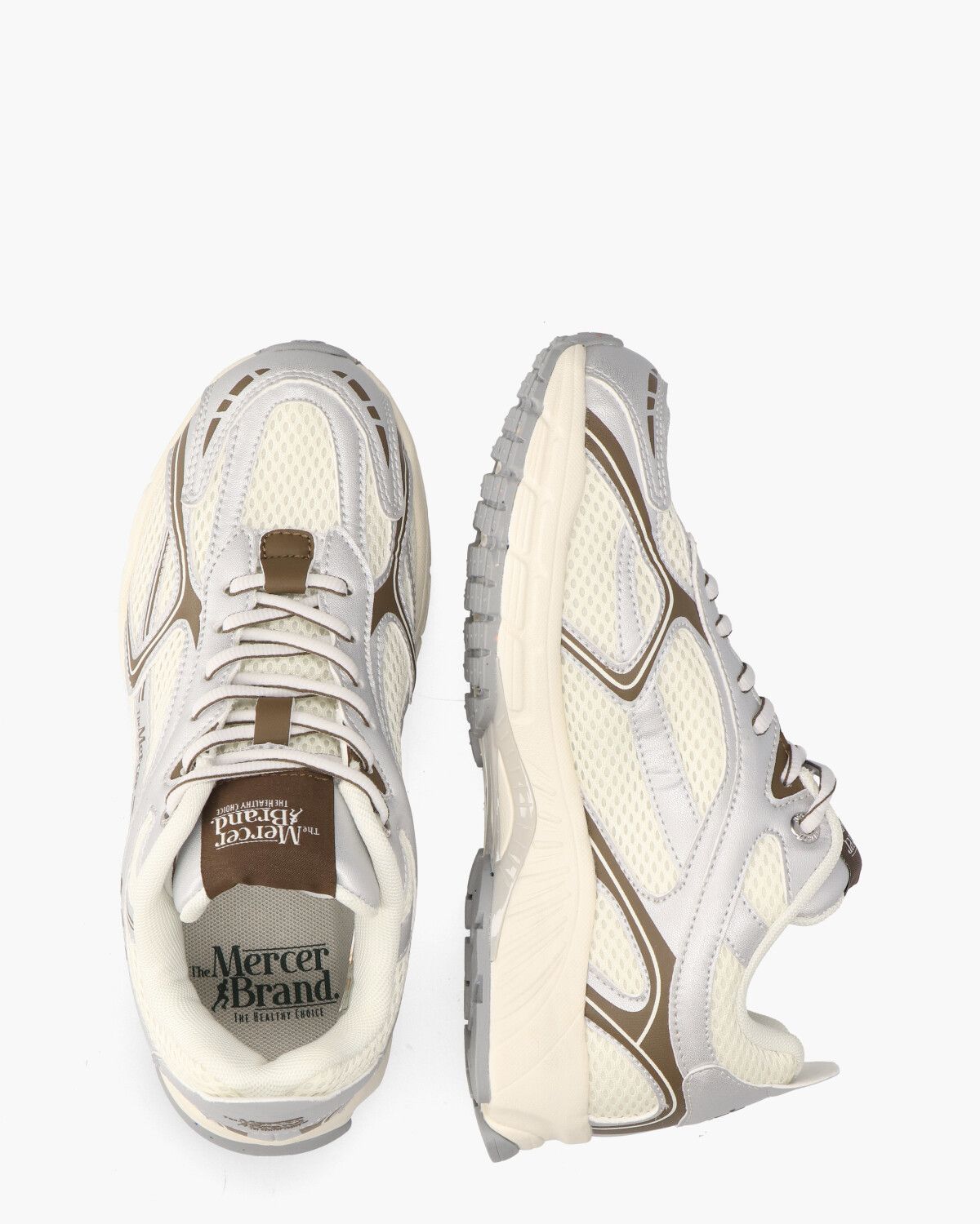 The Re-Run Speed Off-White/Zilver/Donkerbruin Damessneakers
