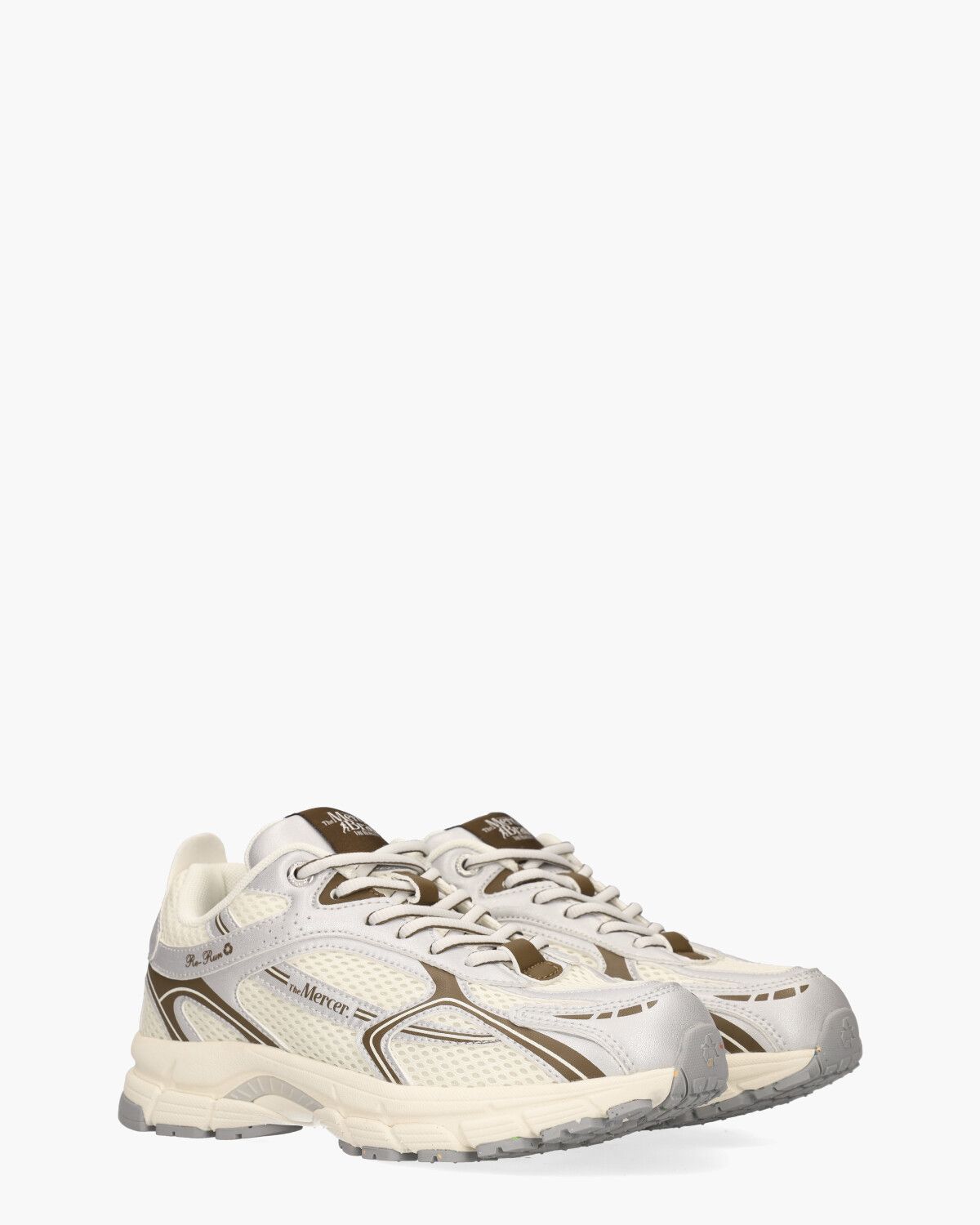 The Re-Run Speed Off-White/Zilver/Donkerbruin Damessneakers