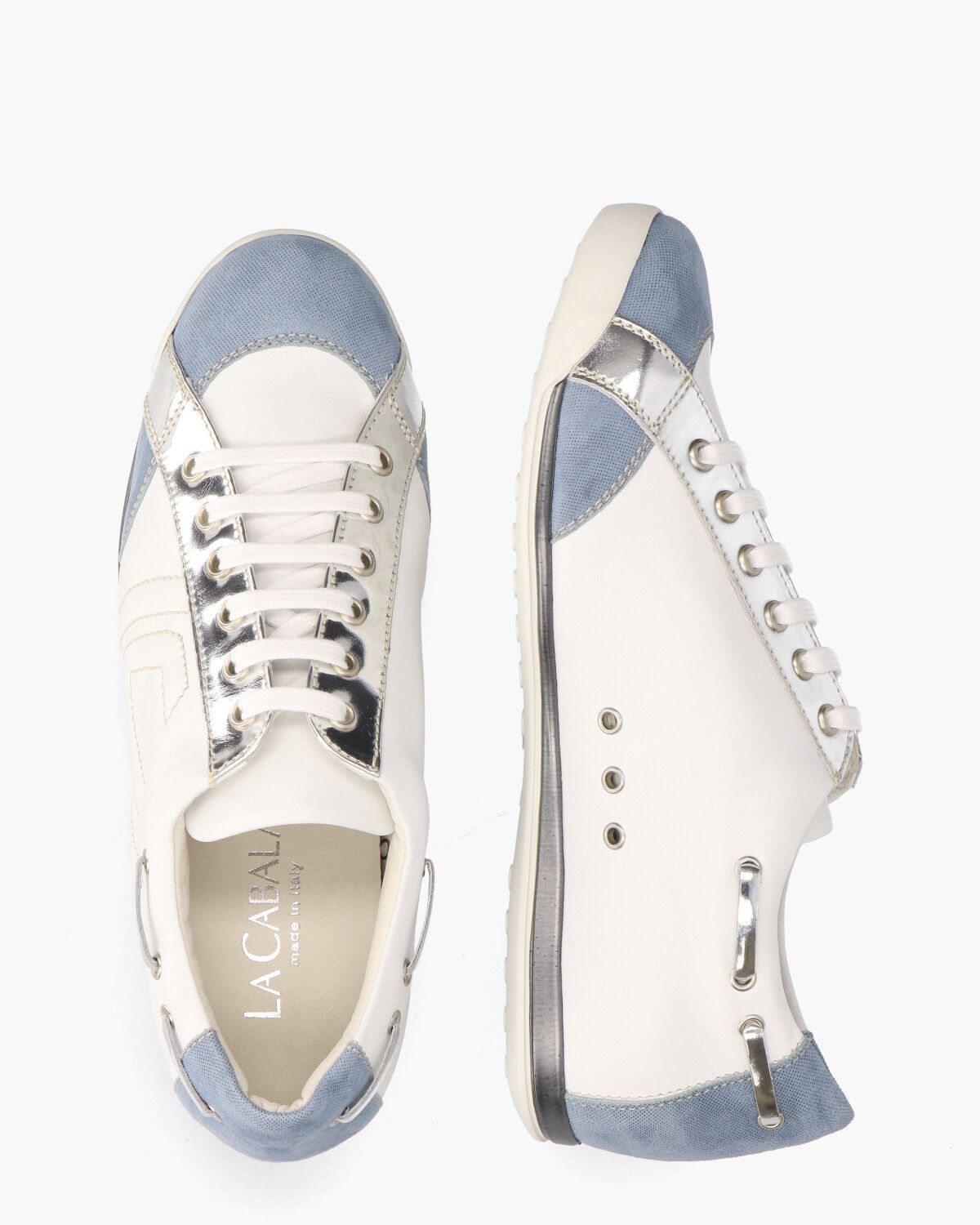 L902024 Wit/Lichtblauw Damessneakers